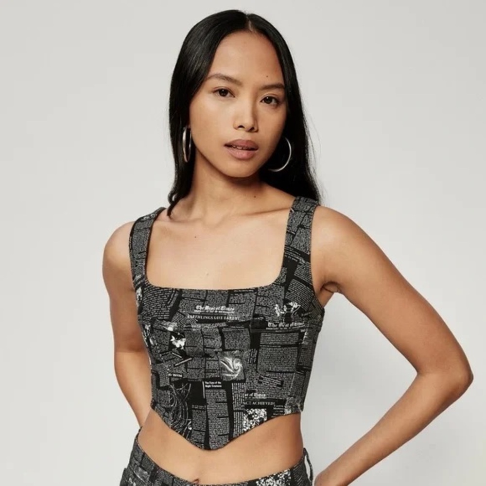 Reformation Raya Zine Denim Bustier Top